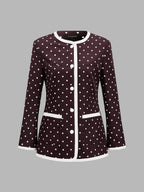 Polka-Dot Contraste-ribete Chaqueta mini Falda Set