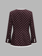 Polka-Dot Contraste-ribete Chaqueta mini Falda Set