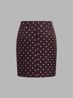 Polka-Dot Contraste-ribete Chaqueta mini Falda Set