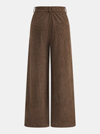 Abotonado Corduroy Tiro Alto Pierna Ancha Pantalón