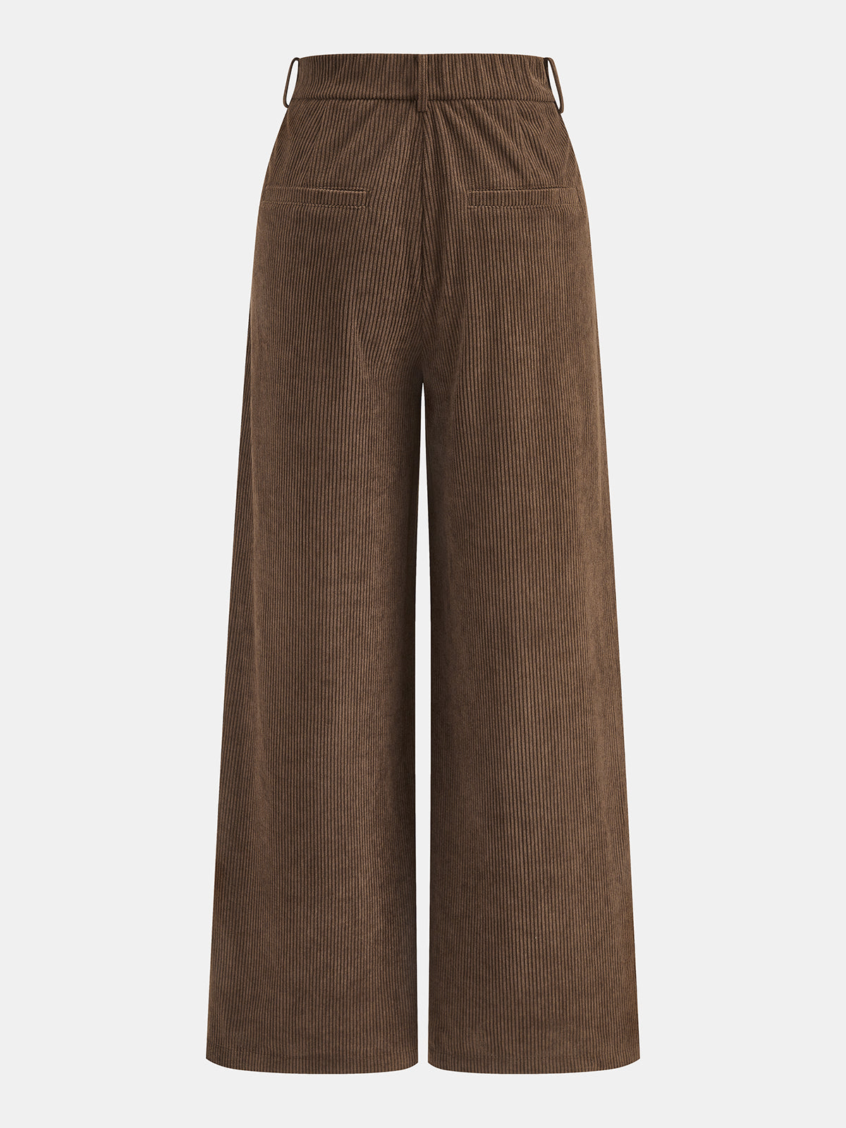 Abotonado Corduroy Tiro Alto Pierna Ancha Pantalón