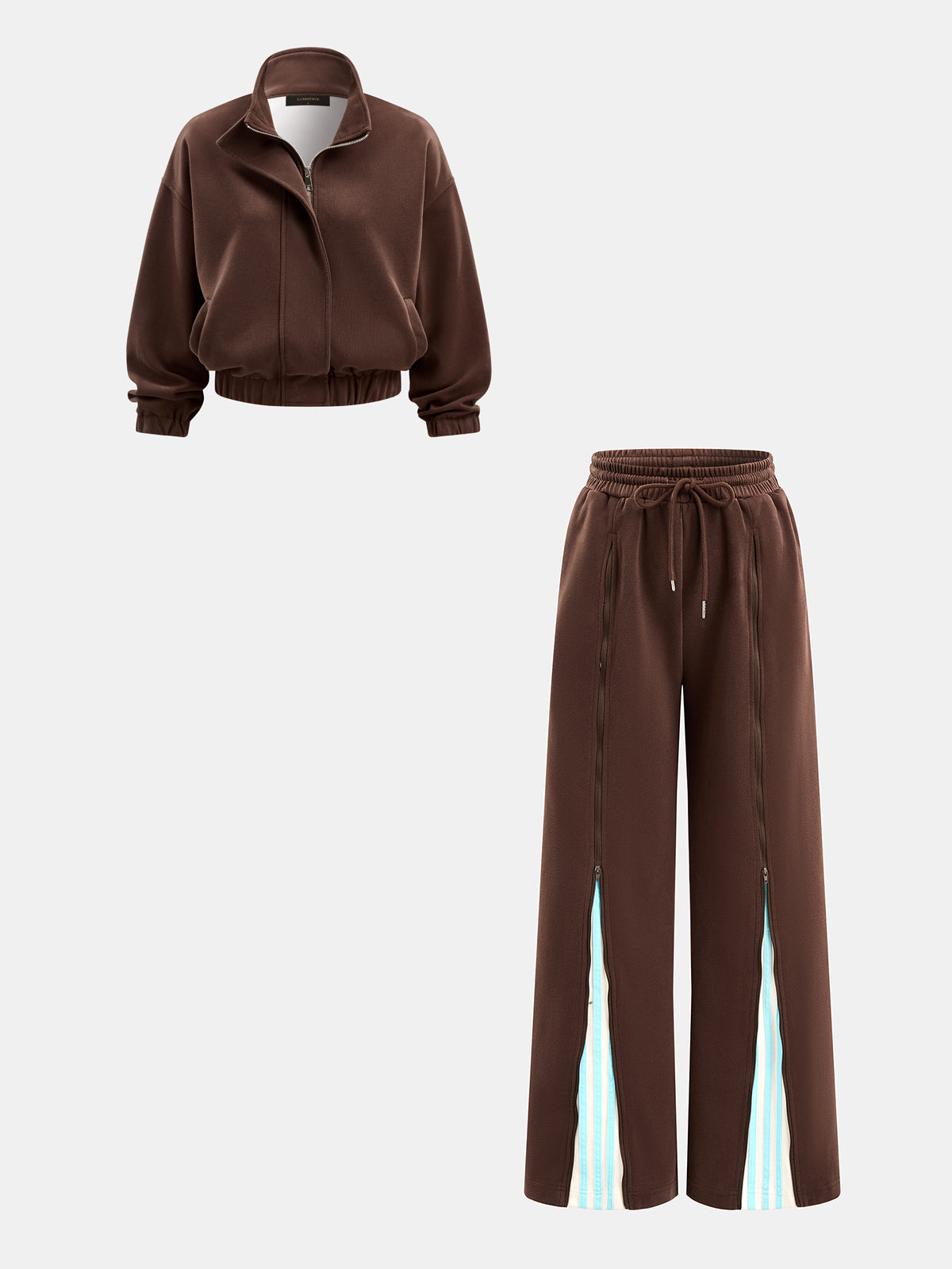 Zip-bajo Contraste Lining Co-ord Set