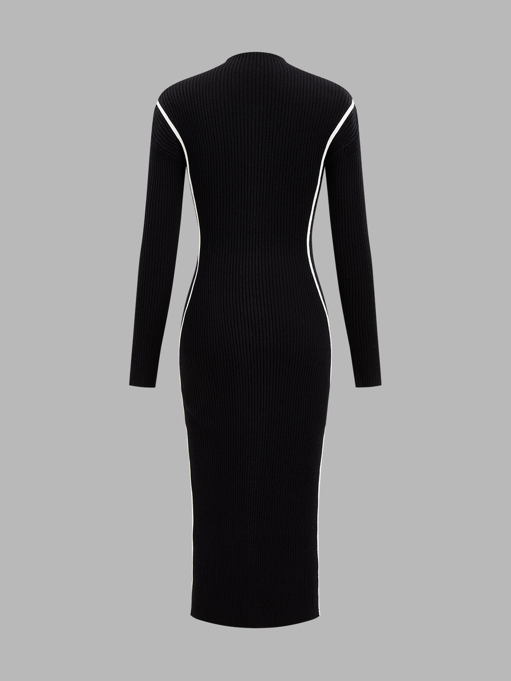 Ribete en Contraste Ribbed Punto Entallado Vestido