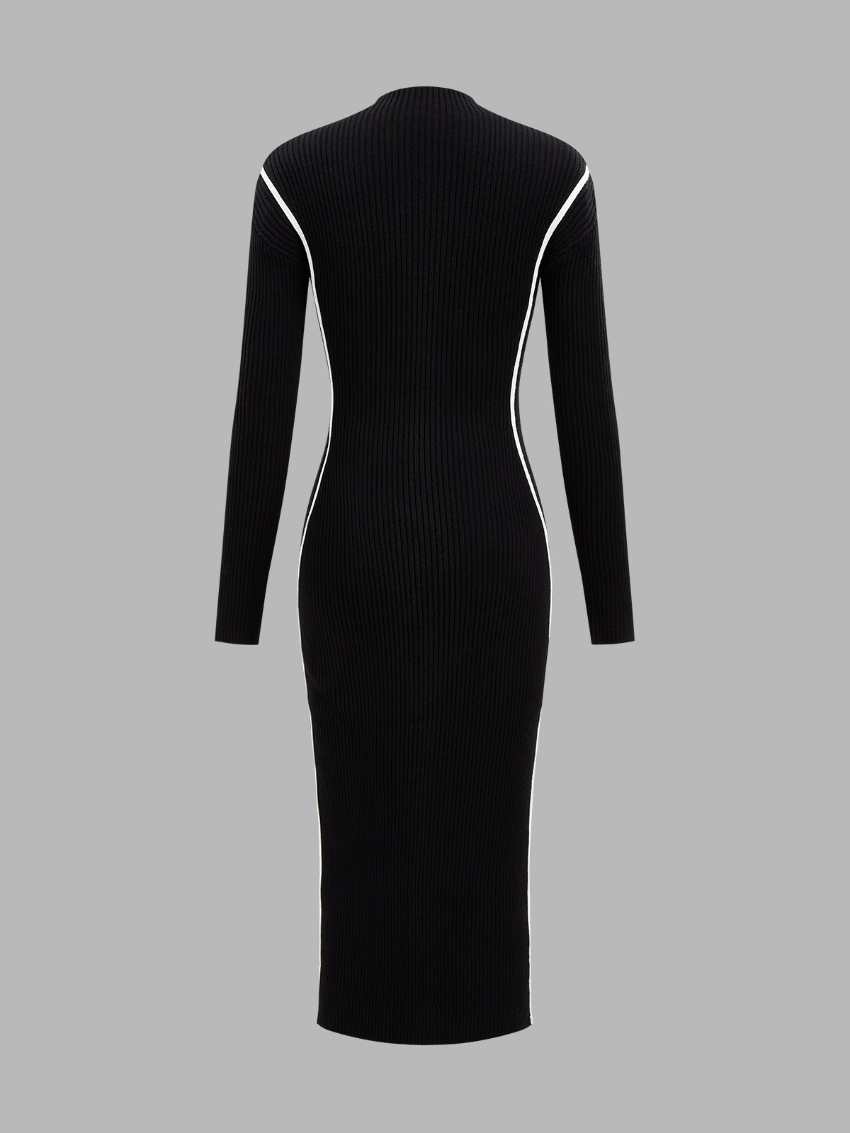 Ribete en Contraste Ribbed Punto Entallado Vestido