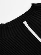Ribete en Contraste Ribbed Punto Entallado Vestido