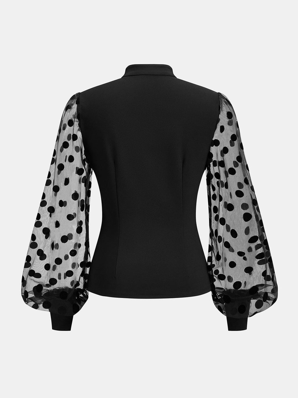 Alto cuello Semitransparente Lunares Puff manga Blusa