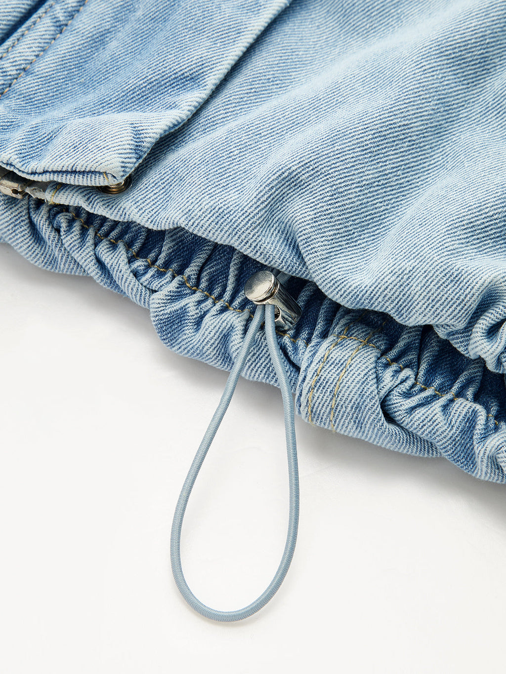 Drawstring bajo Denim Chaqueta