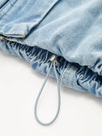 Drawstring bajo Denim Chaqueta