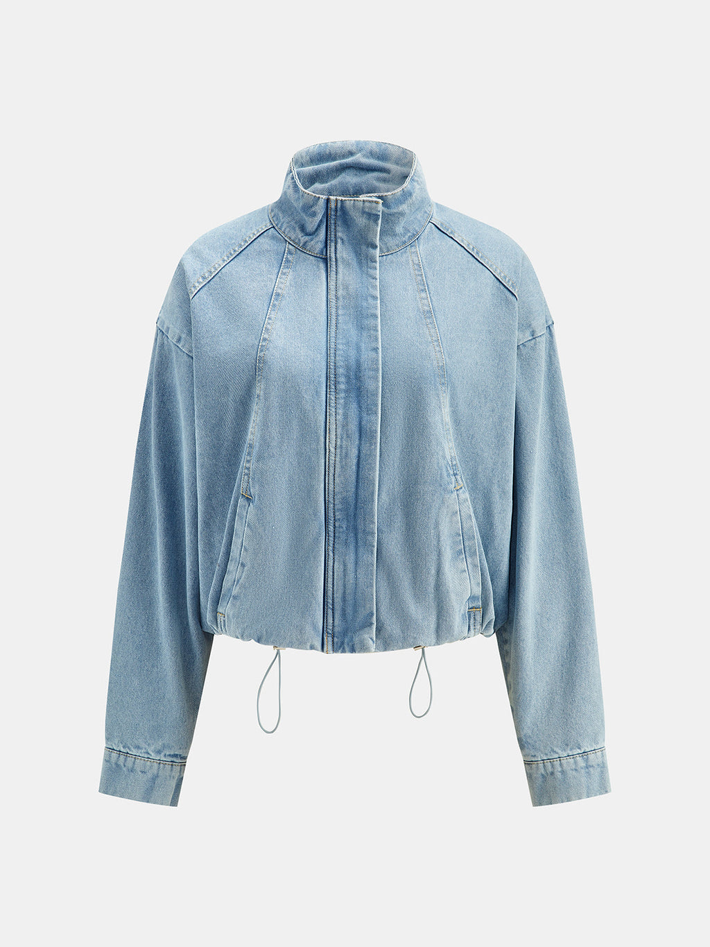 Drawstring bajo Denim Chaqueta