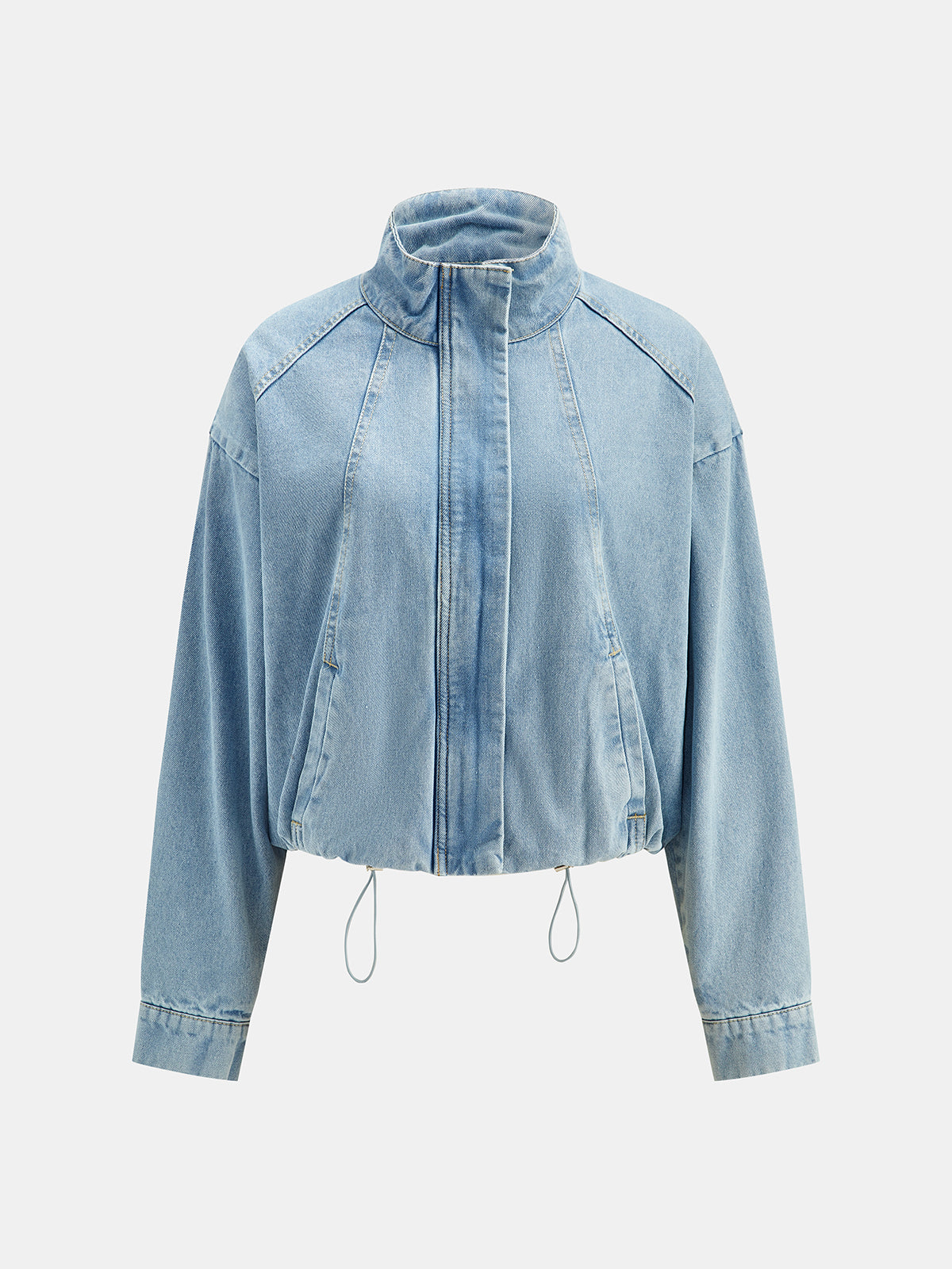Drawstring bajo Denim Chaqueta