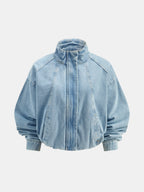 Drawstring bajo Denim Chaqueta