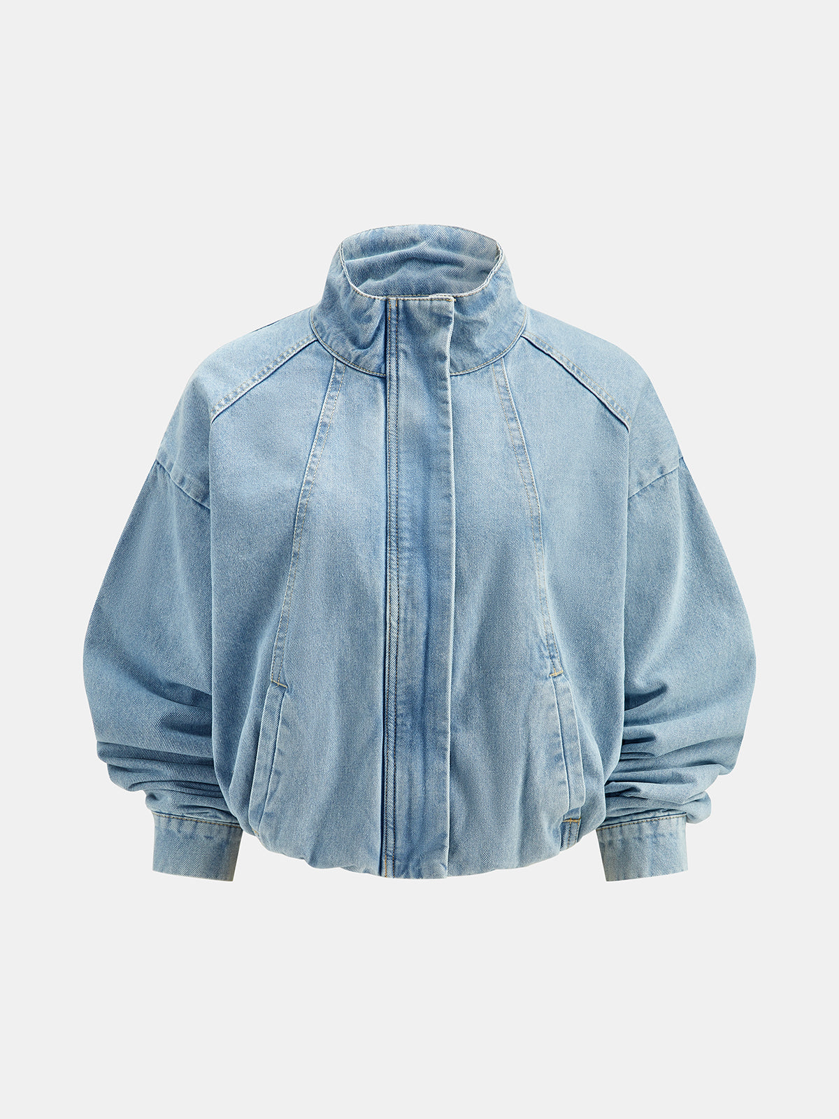 Drawstring bajo Denim Chaqueta