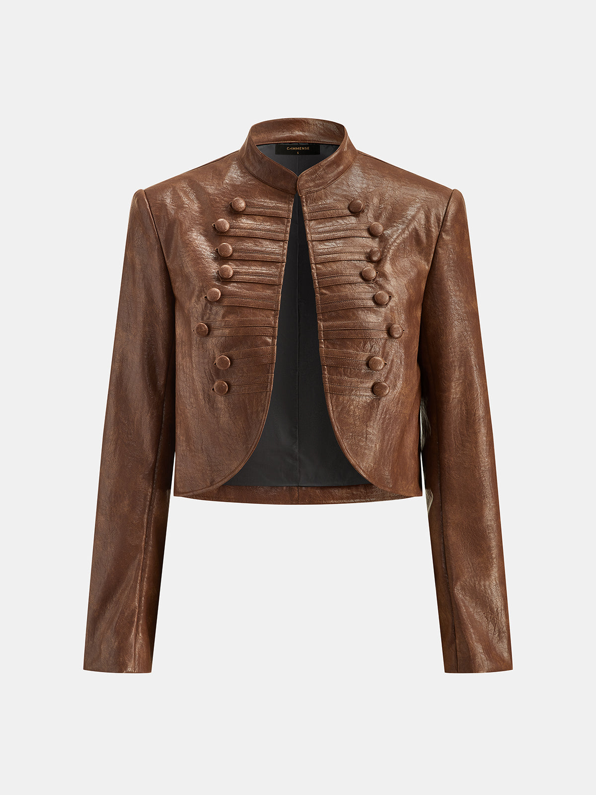 Napoleon Style Efecto Piel Cropped Chaqueta
