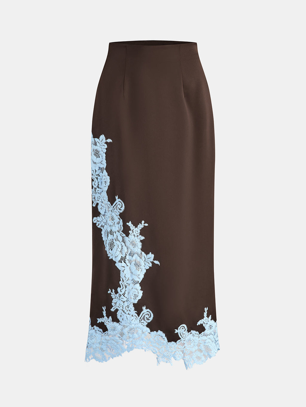 Falda Maxi Satinada con Encaje