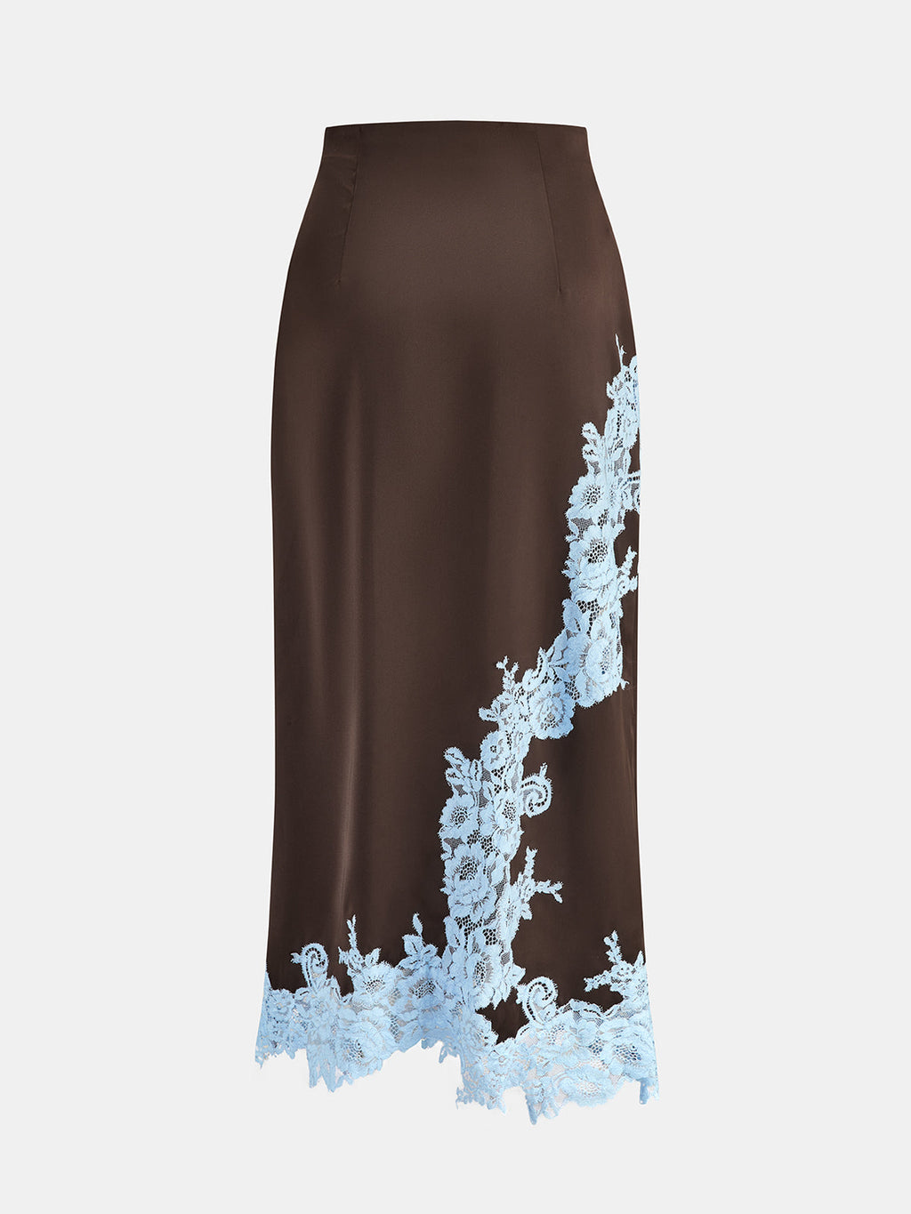 Falda Maxi Satinada con Encaje