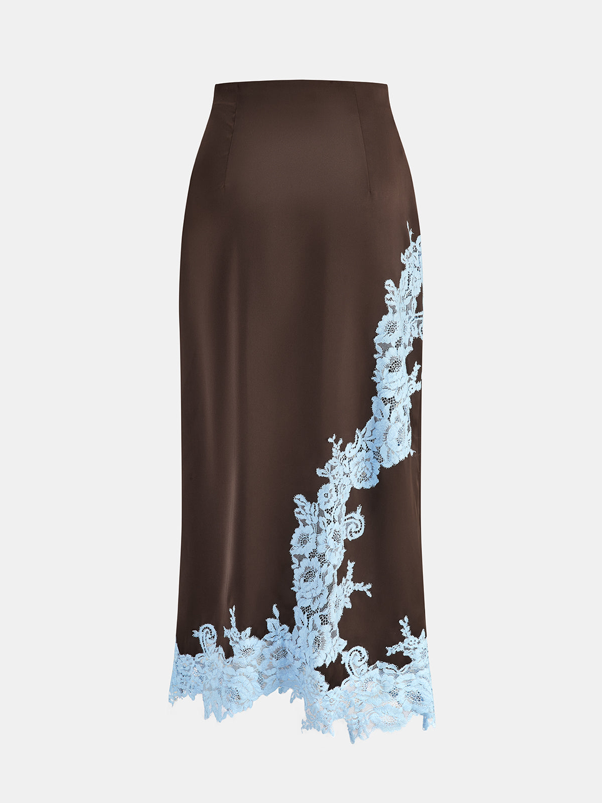 Falda Maxi Satinada con Encaje