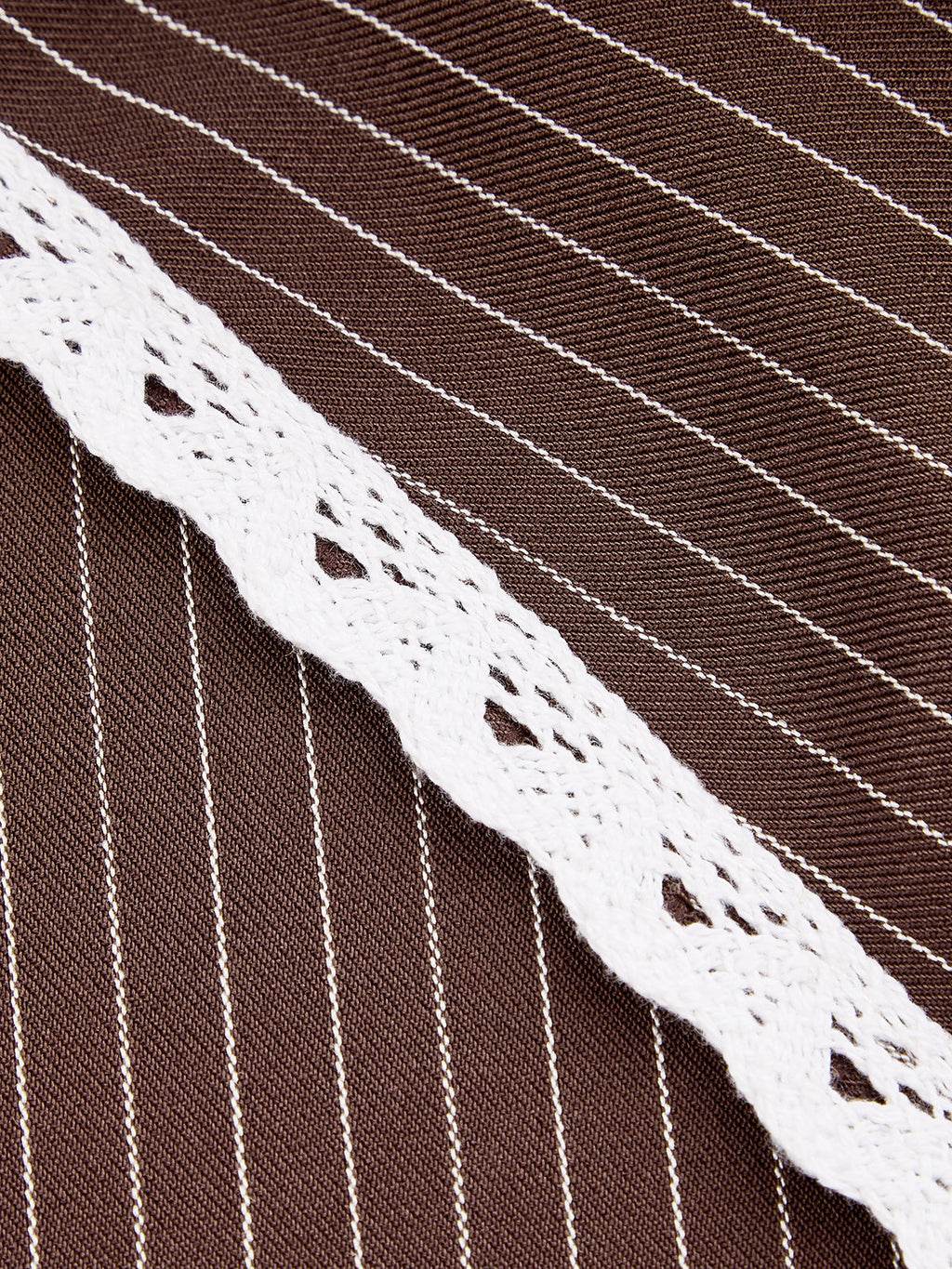 Con Cuello Tie-espalda Rayas Encaje-ribete Camisa