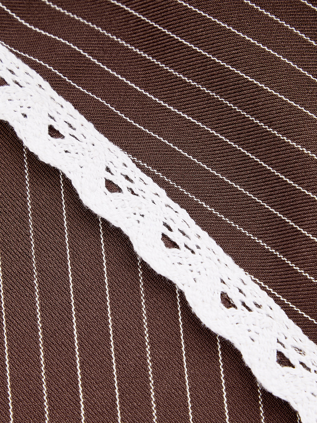 Con Cuello Tie-espalda Rayas Encaje-ribete Camisa