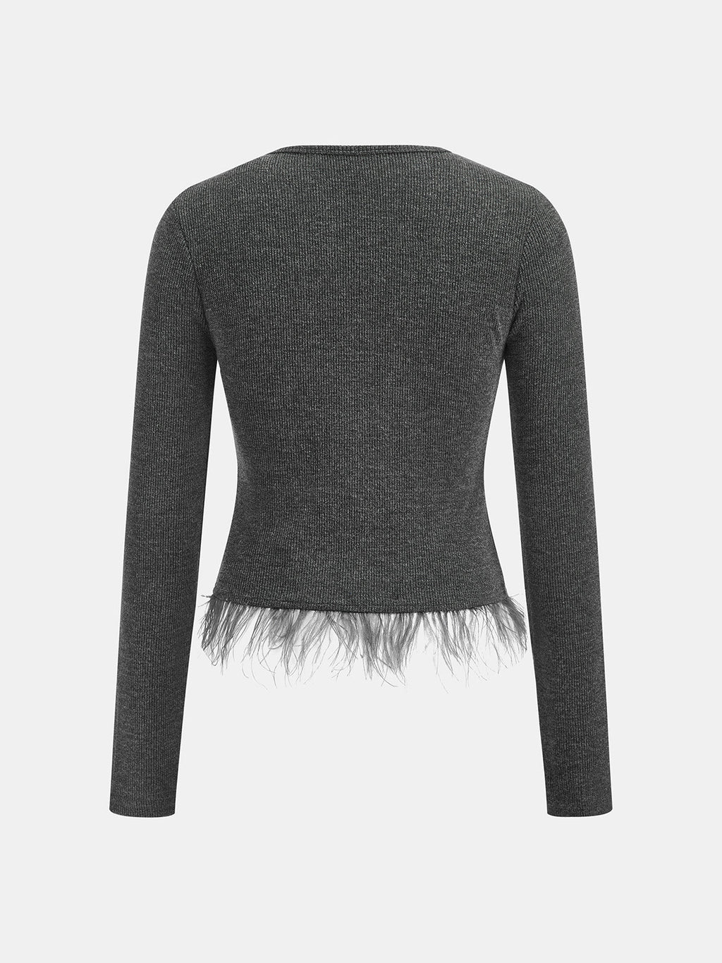 Lentejuelas ribete Feather bajo efecto Dos Piezas Cárdigan