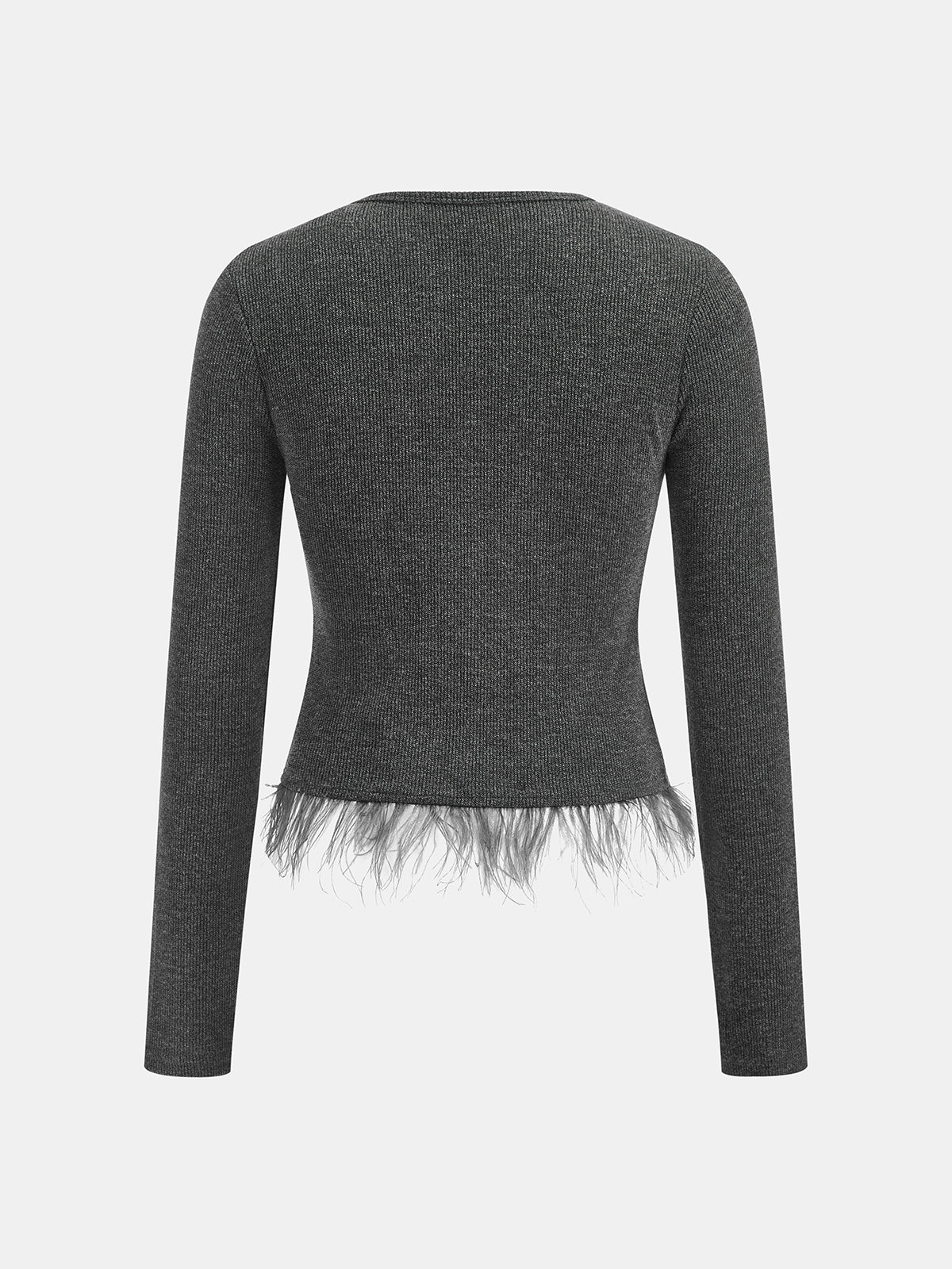 Lentejuelas ribete Feather bajo efecto Dos Piezas Cárdigan