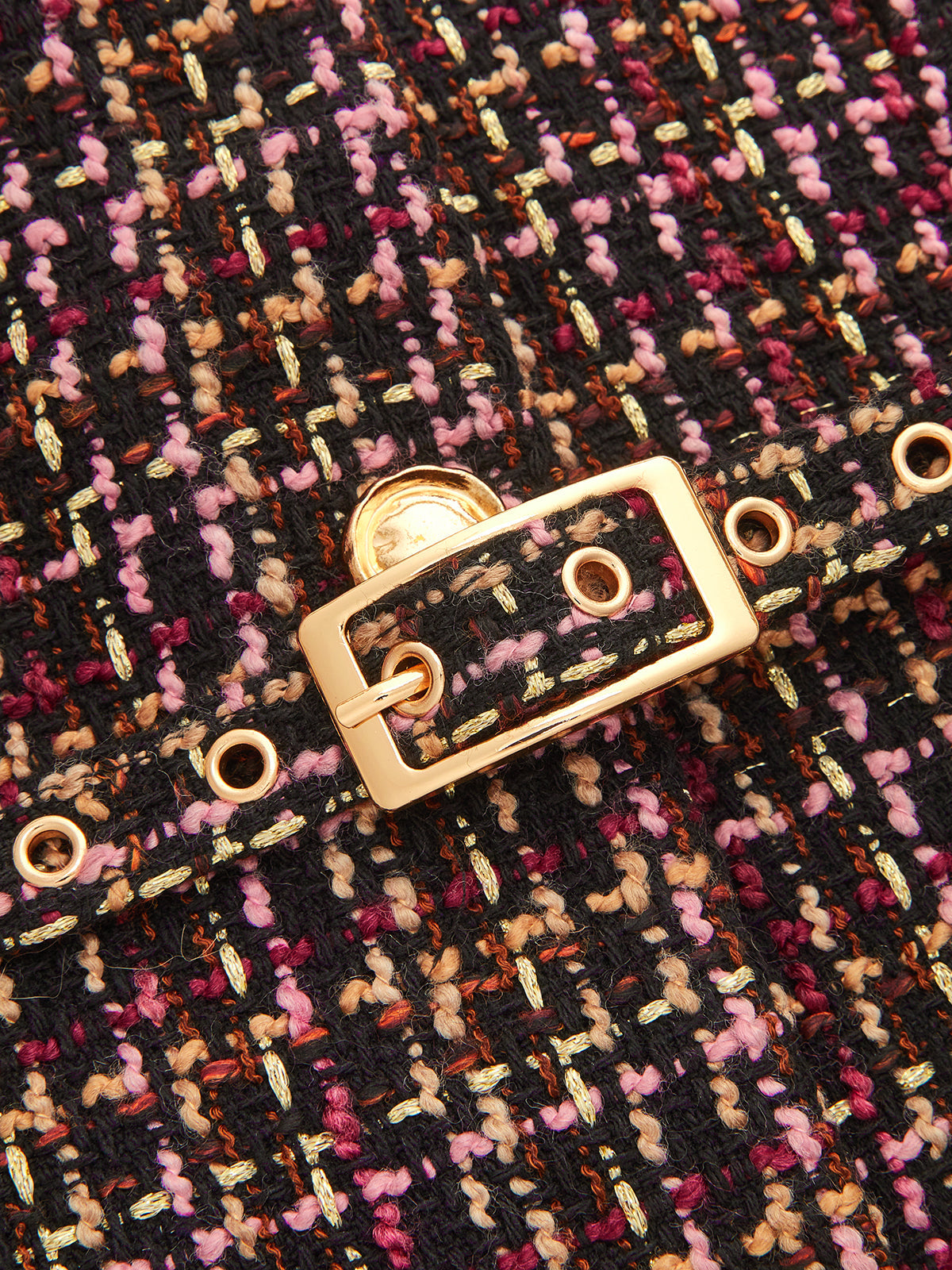 Con Cinturón cintura Multicolor Tweed Chaqueta