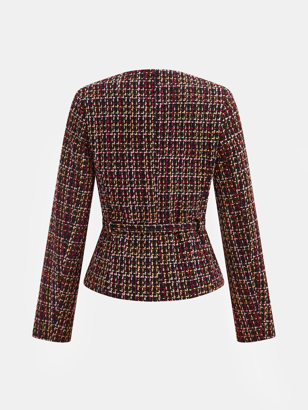 Con Cinturón cintura Multicolor Tweed Chaqueta