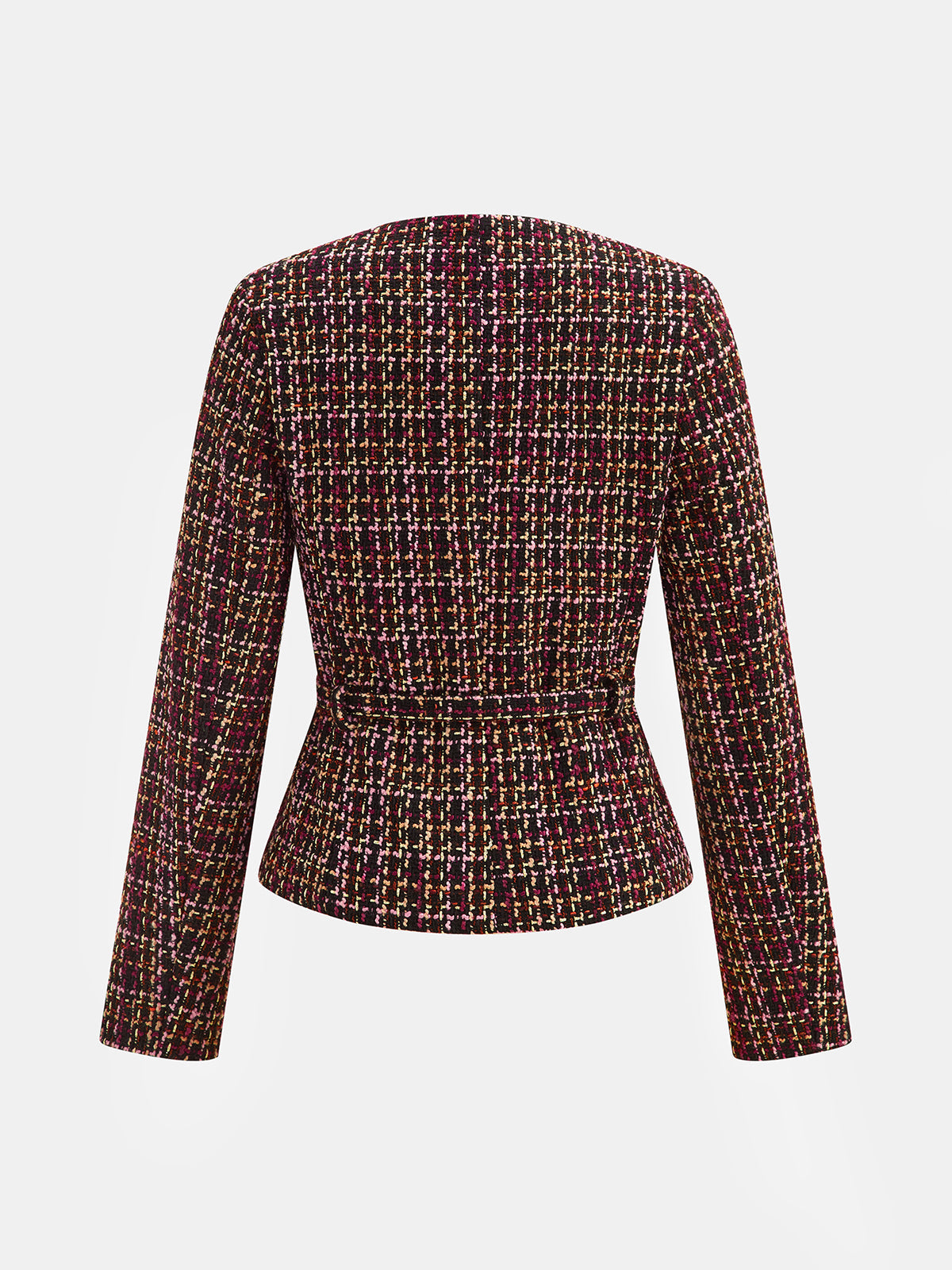 Con Cinturón cintura Multicolor Tweed Chaqueta