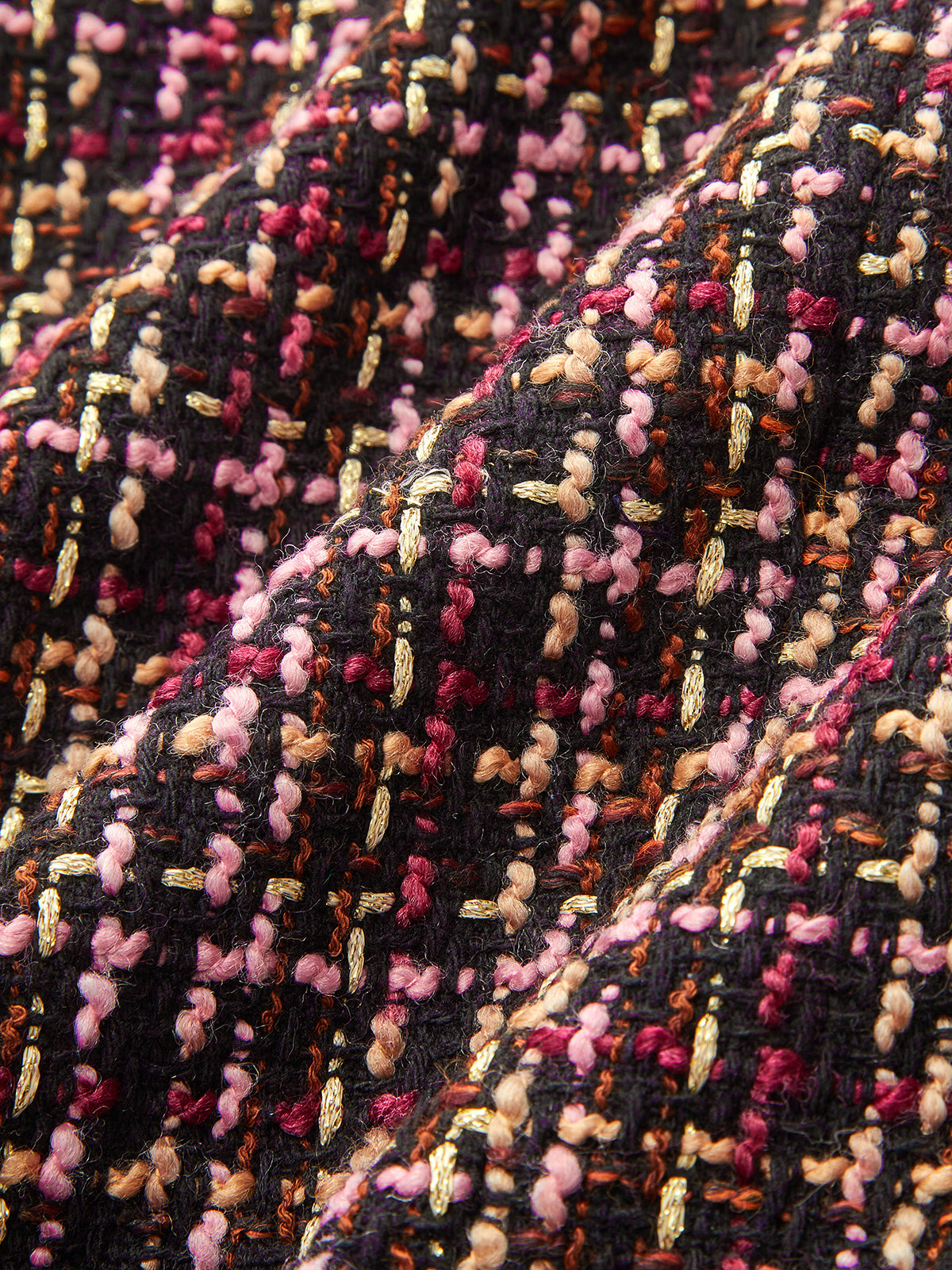 Con Cinturón cintura Multicolor Tweed Chaqueta