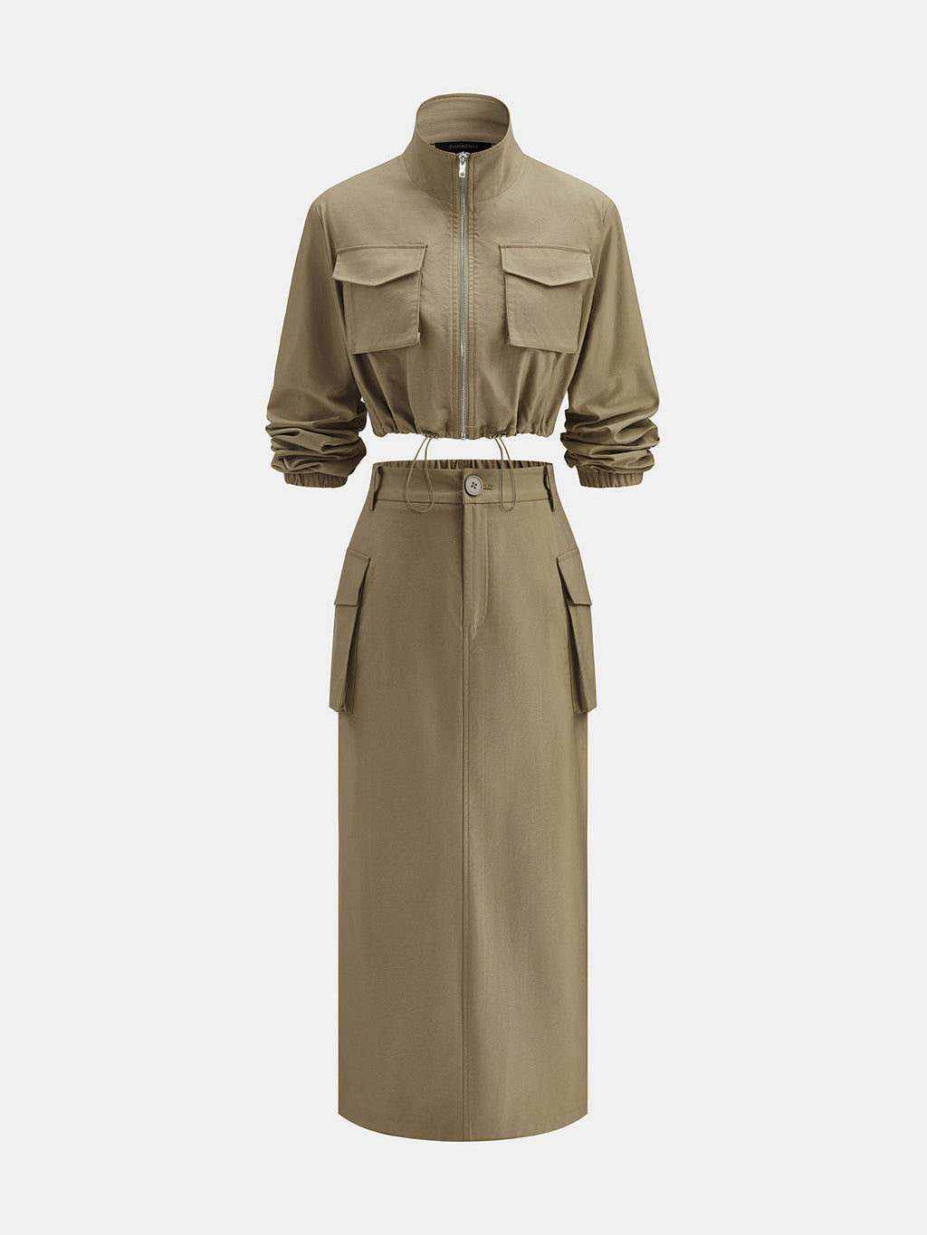 Cropped Chaqueta midi Falda Cargo Co-ord Set