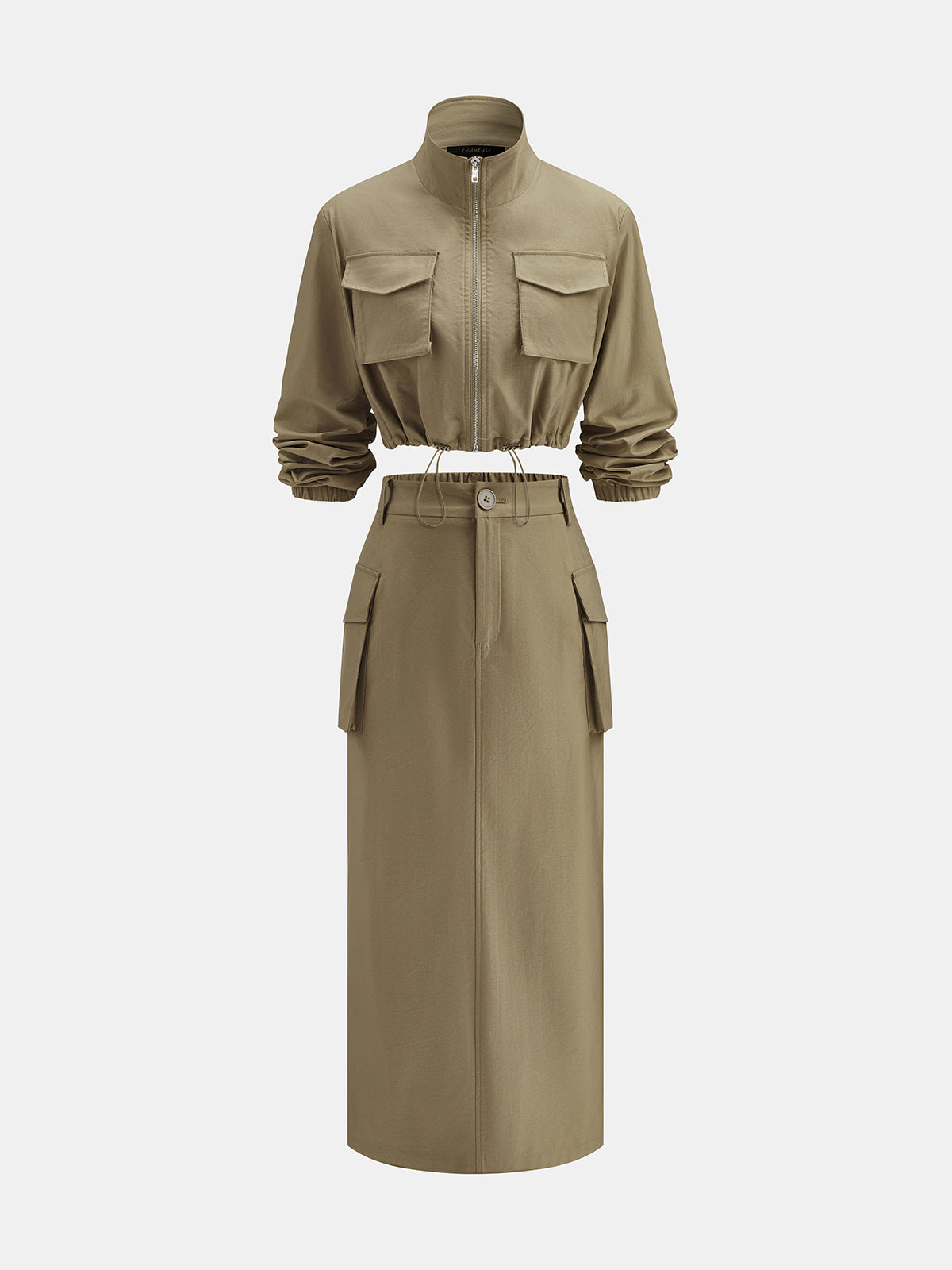 Cropped Chaqueta midi Falda Cargo Co-ord Set