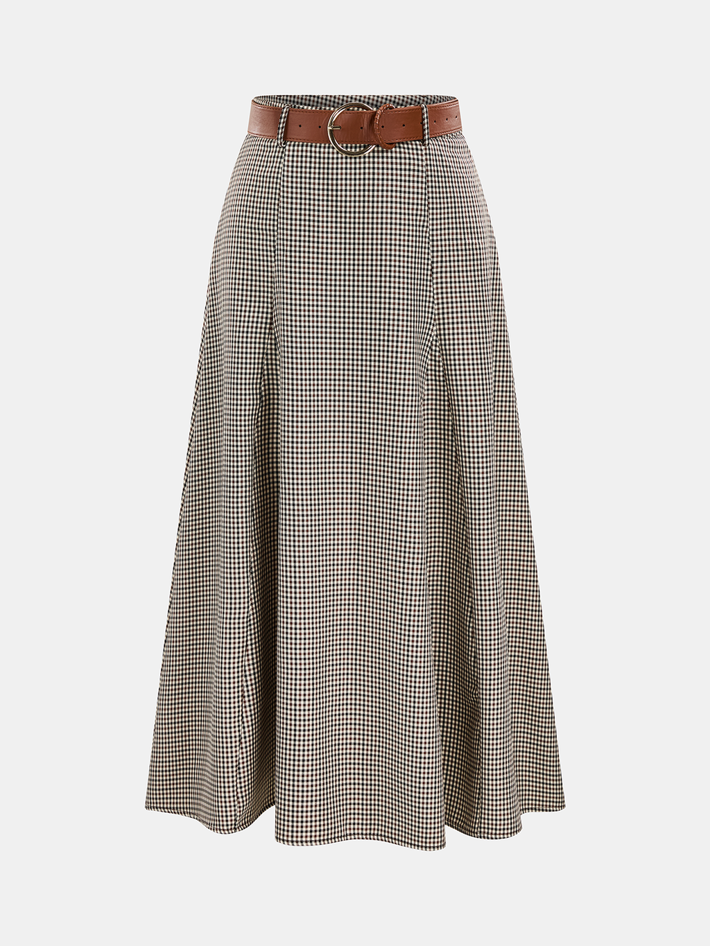 Con Cinturón Gingham midi Corte A Falda