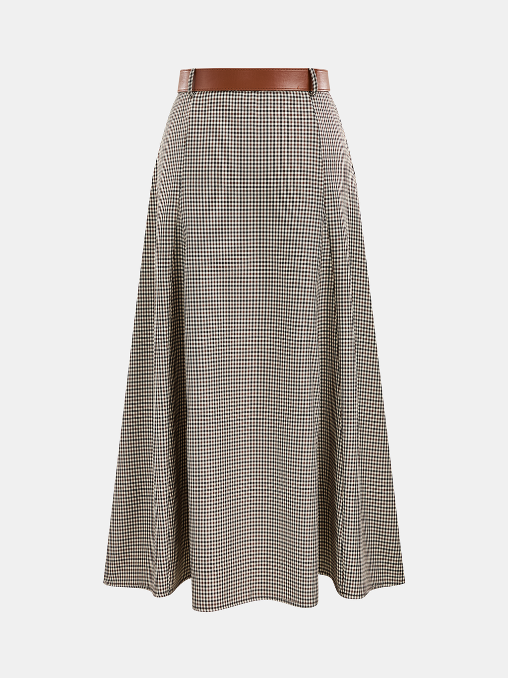 Con Cinturón Gingham midi Corte A Falda