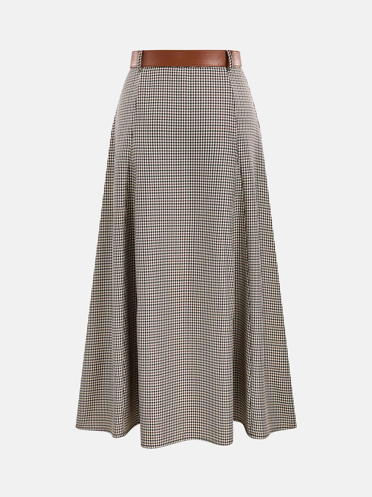 Con Cinturón Gingham midi Corte A Falda