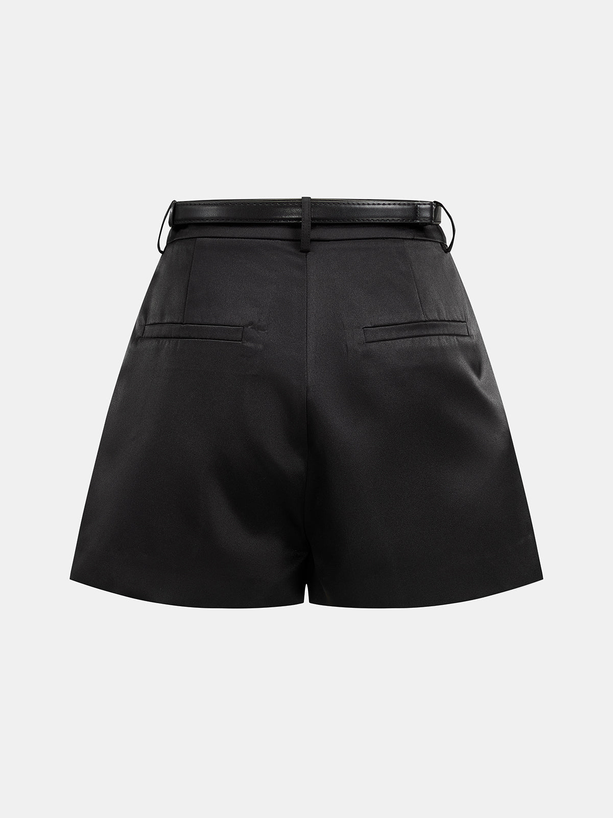 Con Cinturón Satinado Plisado Skort