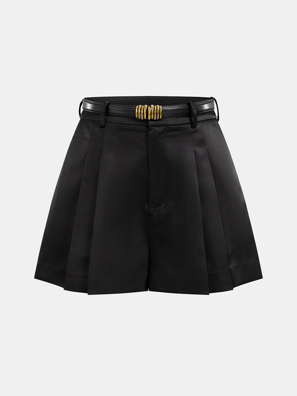 Con Cinturón Satinado Plisado Skort