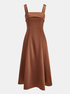 Fold-Over Satinado Corte A Slip Vestido Largo