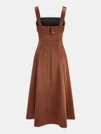 Fold-Over Satinado Corte A Slip Vestido Largo