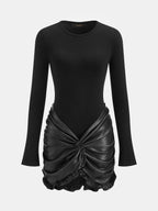 Twisted Faux-Leather Panel Minivestido