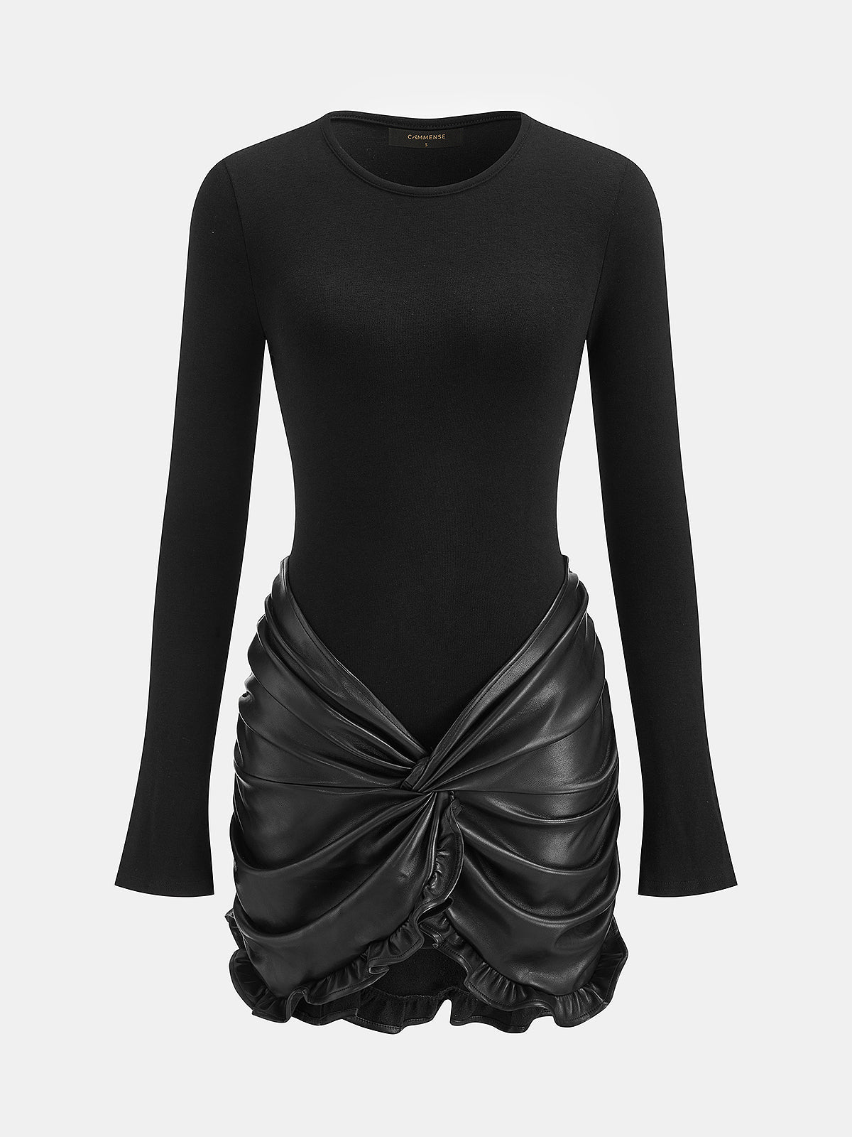 Twisted Faux-Leather Panel Minivestido