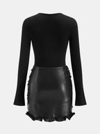 Twisted Faux-Leather Panel Minivestido