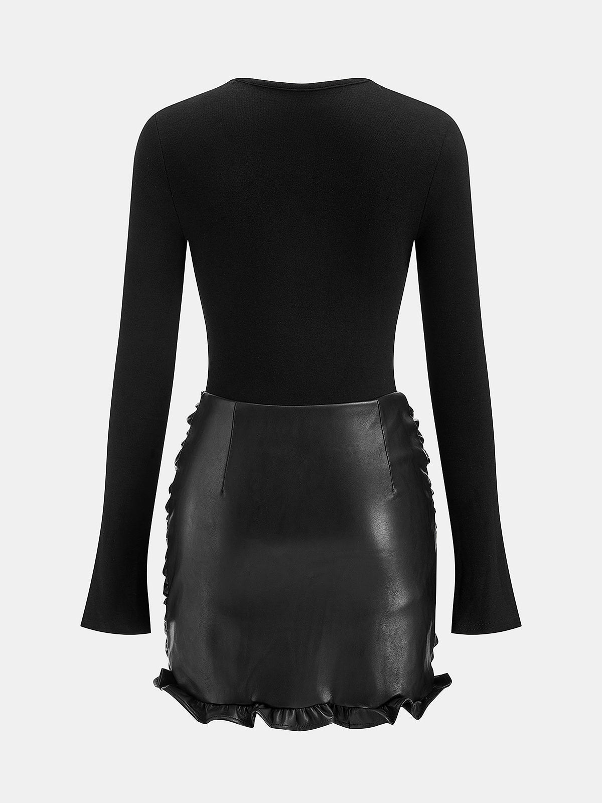 Twisted Faux-Leather Panel Minivestido