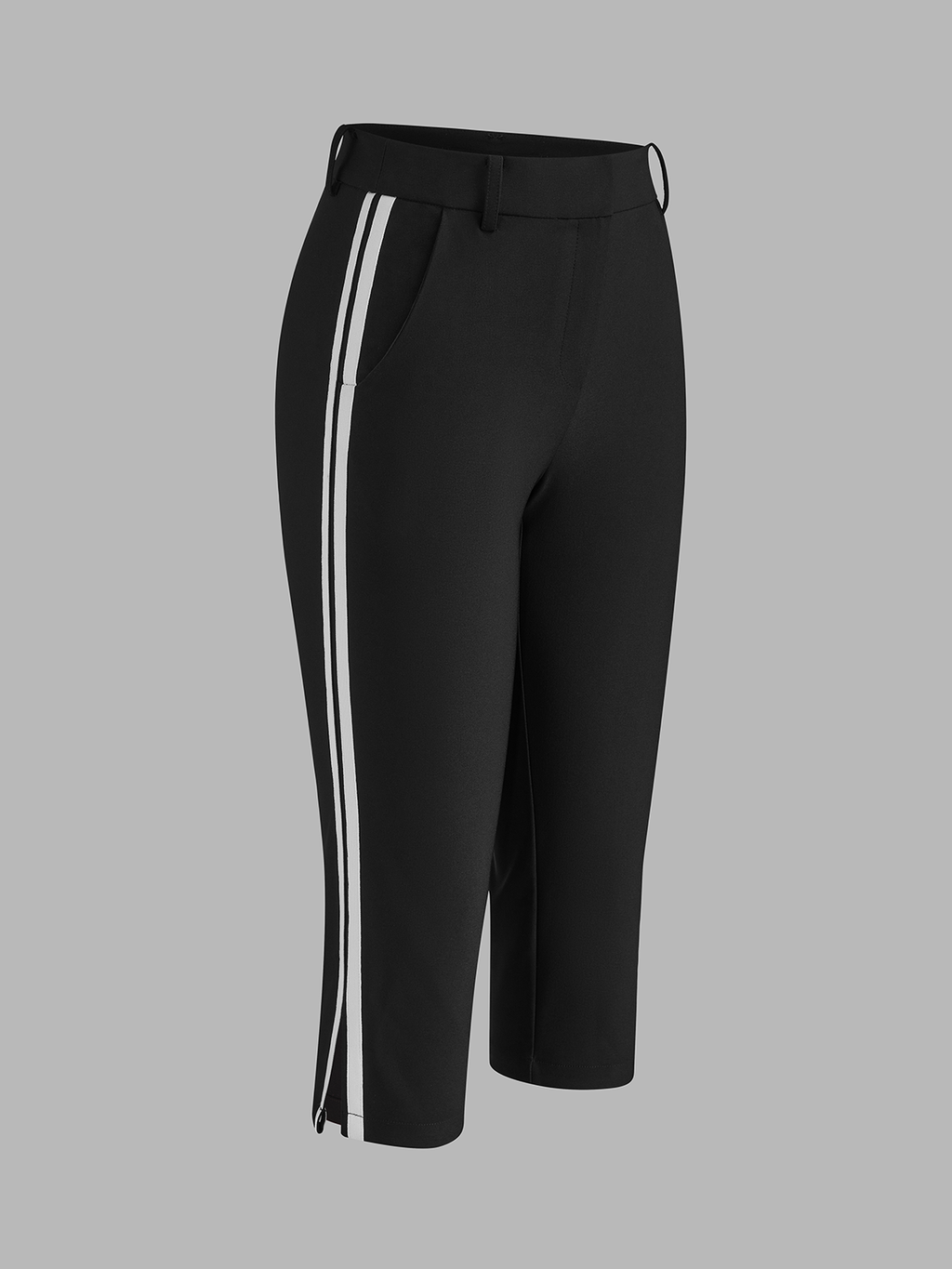 Slit bajo Side Rayas Capri Pantalón