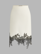 Asimétrico Floral Encaje bajo midi Falda