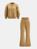 Zip-Up Punto Cárdigan Flare Pantalón Co-ord Set