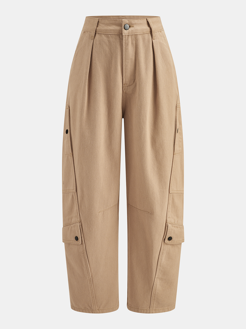 Barrel-Fit Multi-Pocket Cargo Jeans