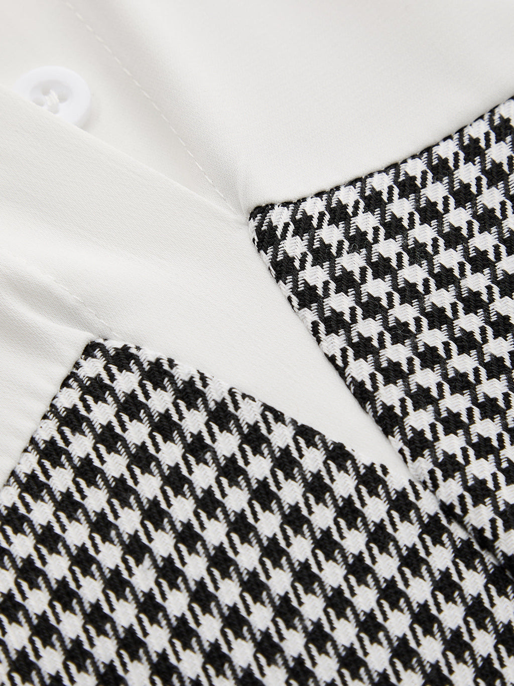 Con Cinturón Houndstooth Faux Dos Piezas Camisa