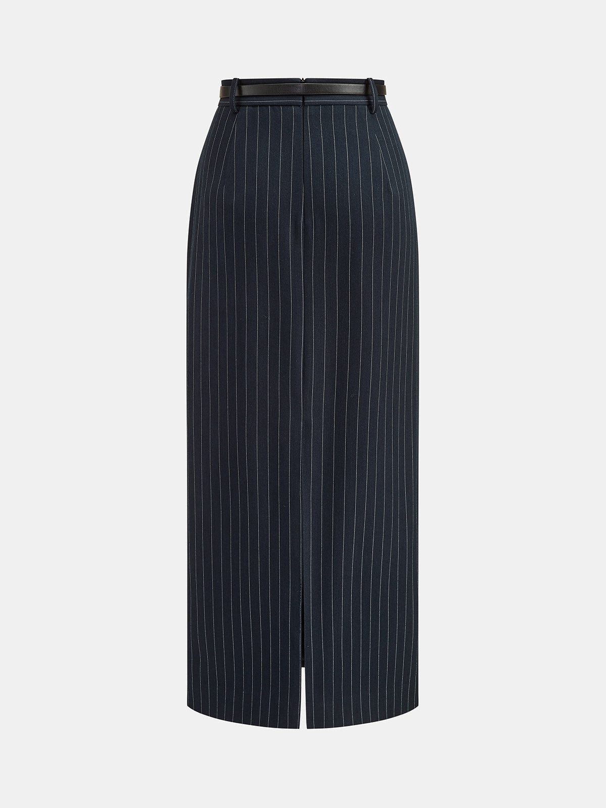 Con Cinturón Pinstripe largo Lápiz Falda