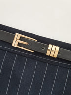 Con Cinturón Pinstripe largo Lápiz Falda