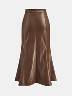 Faux-Leather frontal-Slit midi Mermaid Falda