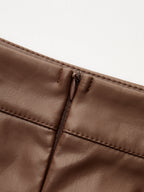 Faux-Leather frontal-Slit midi Mermaid Falda